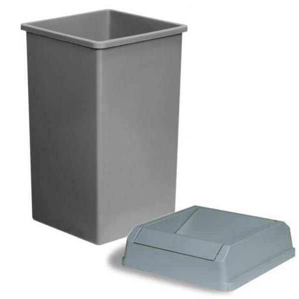 23 GALLON BLACK SQUARE TRASH CAN WITH SWING LID